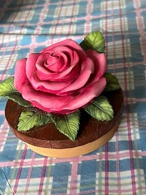 New Vintage Hard to Find JAR CANDLE TOPPER  ROSE Our America for YANKEE CANDLE